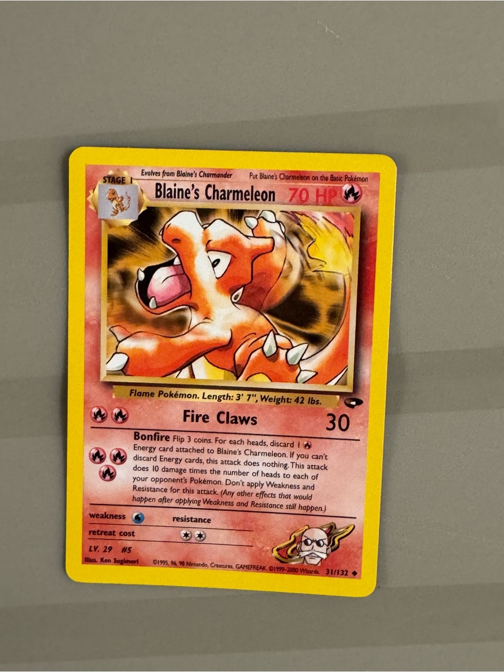 Pokemon Blaine's Charmeleon Trading Card - Yellow & Orange
